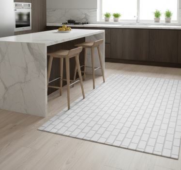 Alfombra vinílica cocina ladrillos blancos - TenVinilo
