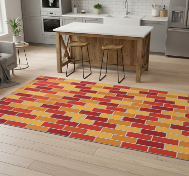 Alfombra vinílica cocina ladrillos en tonos cálidos - TenVinilo
