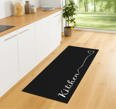 Alfombra vinílica cocina letra cursiva de corazón - TenVinilo