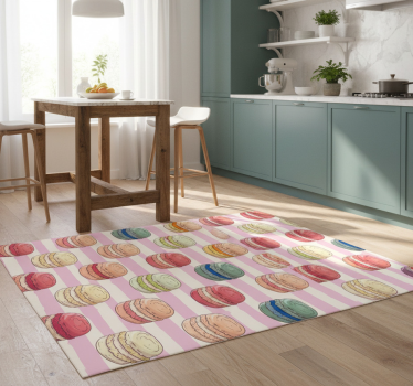 Alfombra vinílica cocina macarons retro - TenVinilo