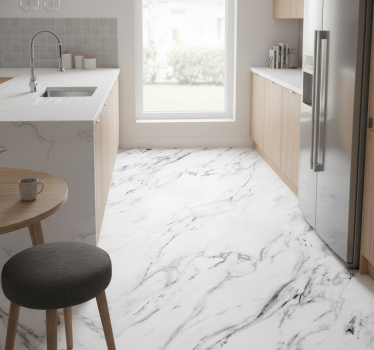 Alfombra vinílica cocina mármol blanco - TenVinilo