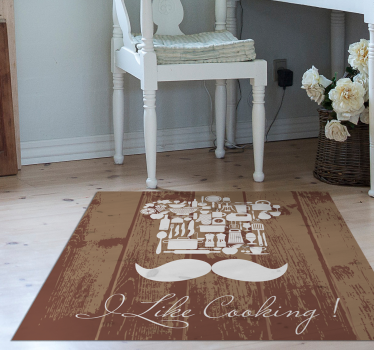 Alfombra vinílica cocina Me gusta cocinar - TenVinilo