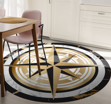 Alfombra vinílica cocina Medalla de brújula - TenVinilo