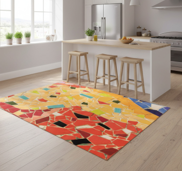 Alfombra vinílica cocina mosaico cerámico colorido - TenVinilo