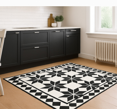 Alfombra vinílica cocina mosaico estrella monocromático - TenVinilo