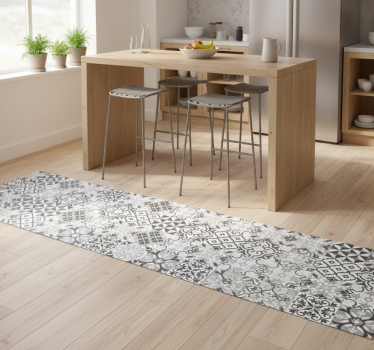 Alfombra vinílica cocina mosaico gris intrincado - TenVinilo