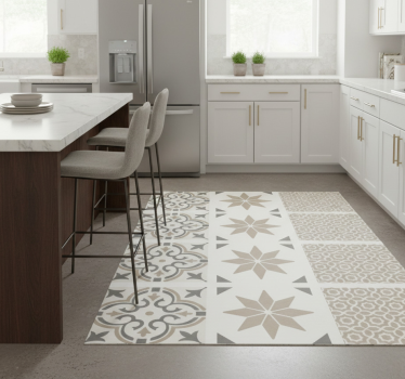 Alfombra vinílica cocina mosaico marroquí arenoso - TenVinilo