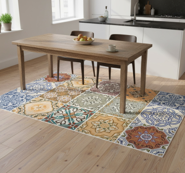 Alfombra vinílica cocina mosaico mediterráneo ecléctico - TenVinilo