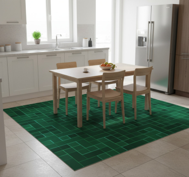 Alfombra vinílica cocina mosaico verde brillante - TenVinilo