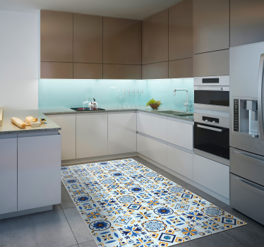 Alfombra vinílica cocina motivo de azulejo tradicional - TenVinilo