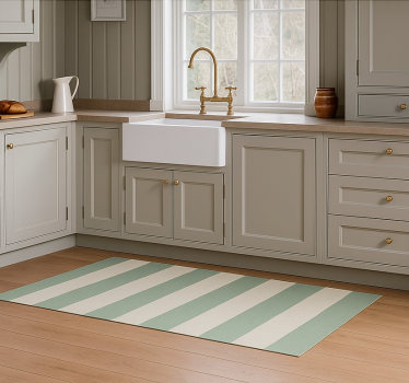 Alfombra vinílica cocina motivo de rayas verdes - TenVinilo