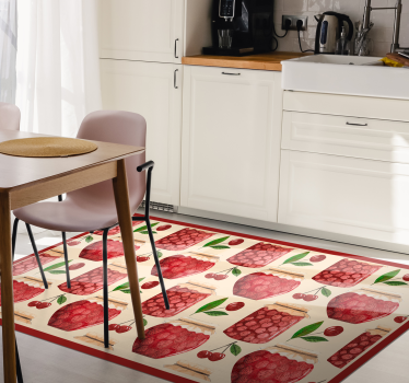 Alfombra vinílica cocina motivo de mermelada de cerezas - TenVinilo