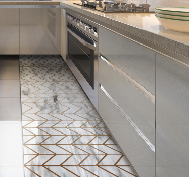 Alfombra vinílica cocina Oro geométrico y mármol - TenVinilo