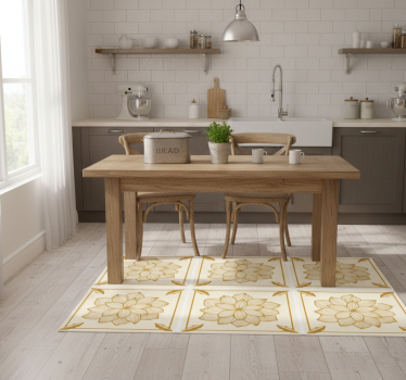 Alfombra vinílica cocina paisley floral bandada - TenVinilo