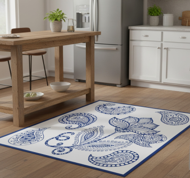 Alfombra vinílica cocina paisley y flores - TenVinilo