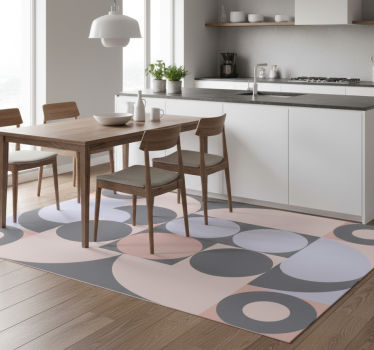 Alfombra vinílica cocina patrón círculos geométricos - TenVinilo