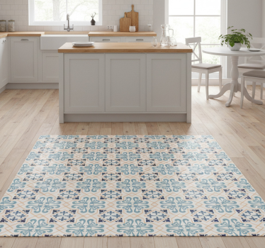 Alfombra vinílica cocina patrón de azulejos amarillos - TenVinilo
