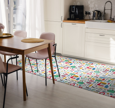 Alfombra vinílica cocina Patrón de cocina multicolor - TenVinilo