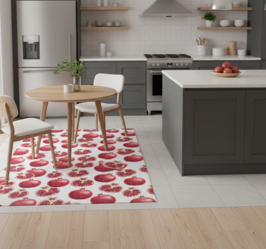 Alfombra vinílica cocina patrón de granadas coloridas - TenVinilo