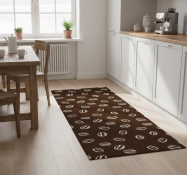 Alfombra vinílica cocina patrón de granos de café - TenVinilo