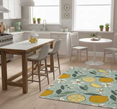 Alfombra vinílica cocina patrón de limones coloridos - TenVinilo