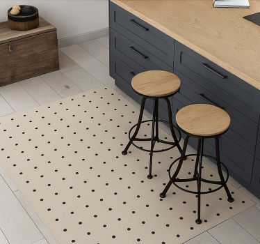 Alfombra vinílica cocina patrón de lunares beige - TenVinilo