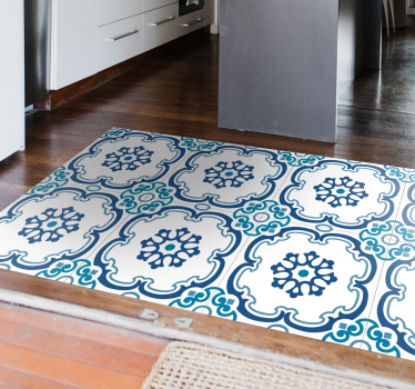 Alfombra vinílica cocina Patrón de mosaico portugués - TenVinilo