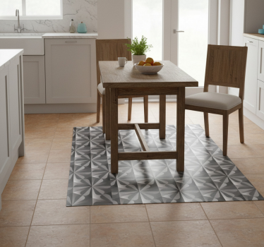 Alfombra vinílica cocina patrón floral geométrico vintage - TenVinilo