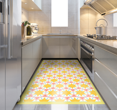 Alfombra vinílica cocina patrón geométrico de estrella - TenVinilo