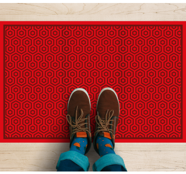 Alfombra vinílica cocina Patrón gométrico rojo - TenVinilo