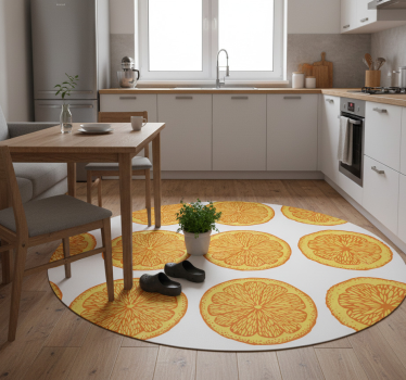 Alfombra vinílica cocina patrón naranja dibujado a mano - TenVinilo