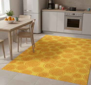 Alfombra vinílica cocina patrón naranja dibujado a mano - TenVinilo