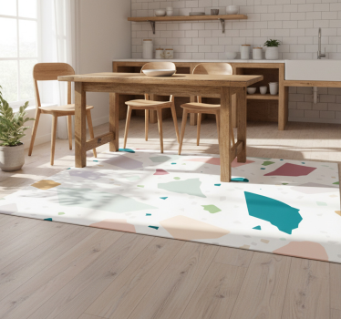 Alfombra vinílica cocina patrón terrazzo mediterráneo - TenVinilo