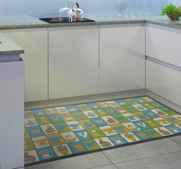 Alfombra vinílica cocina patrones culinarios - TenVinilo