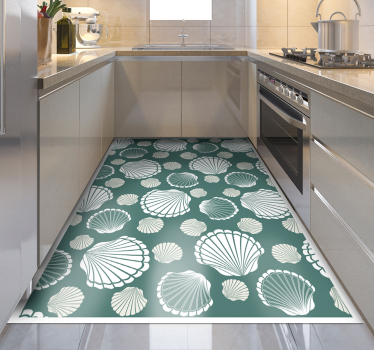 Alfombra vinílica cocina patrones de conchas de mar - TenVinilo