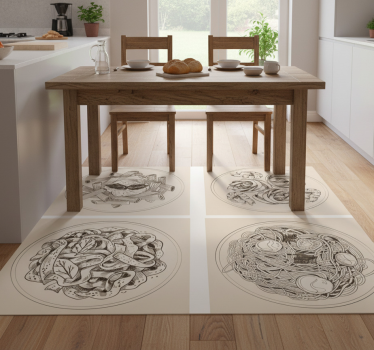 Alfombra vinílica cocina platos ornamentales - TenVinilo
