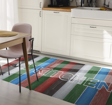 Alfombra vinílica cocina rayas coloridas - TenVinilo