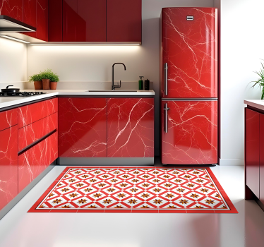 Alfombra vinílica cocina rojo hidráulico - TenVinilo