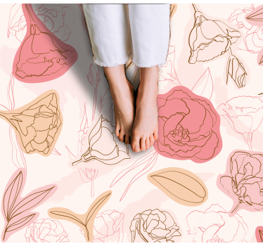 Alfombra vinílica cocina Rosas rosadas y blancas - TenVinilo