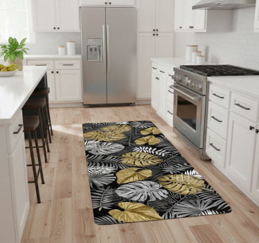 Alfombra vinílica cocina selva dorada y lujosa - TenVinilo