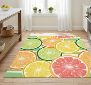 Alfombra vinílica cocina stickers de cítricos - TenVinilo