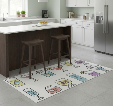 Alfombra vinílica cocina stickers de cócteles - TenVinilo