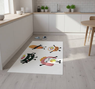 Alfombra vinílica cocina sushi adorable - TenVinilo