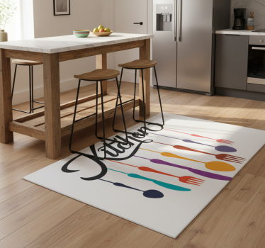 Alfombra vinílica cocina tenedores y cucharas - TenVinilo