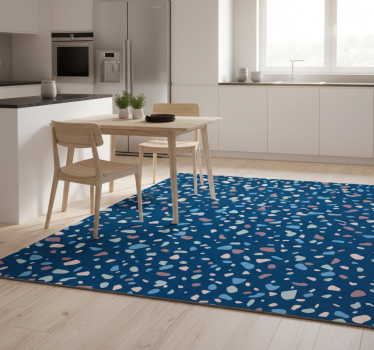 Alfombra vinílica cocina terrazo azul oscuro - TenVinilo