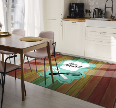 Alfombra vinílica cocina Texto disfruta tu comida - TenVinilo