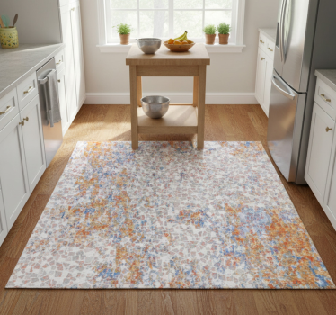 Alfombra vinílica cocina textura mosaico gris porcelana - TenVinilo