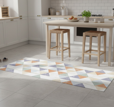 Alfombra vinílica cocina triángulos de madera pastel - TenVinilo