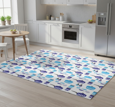 Alfombra vinílica cocina utensilios de cocina - TenVinilo