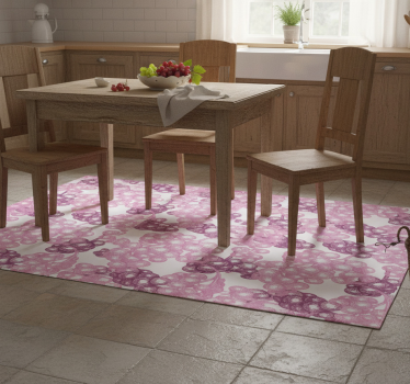Alfombra vinílica cocina uvas rosas y moradas dibujadas - TenVinilo